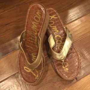 Sam Edelman thong strap wedge/platform shoes.